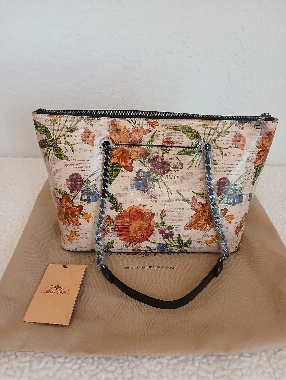 Patricia Nash Parisian Newspaper Belle Tote NWT